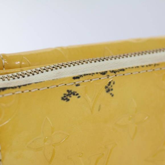 LOUIS VUITTON Monogram Vernis Motto Accessory Pouch Yellow M91159 LV Auth 53105 - Picture 8 of 16